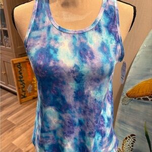 Blue and Purple Tie-Dye Women's Tank Top